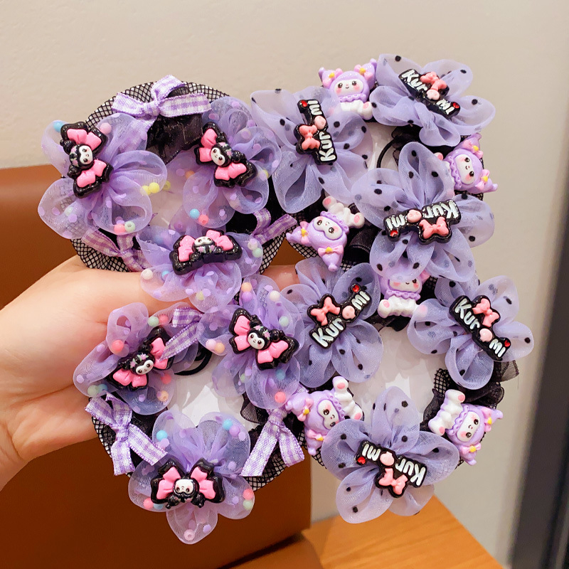 Детска мрежа за коса с цвете в анимационен стил, ръчно преплетена от плат, марка Poetry, производство № P3565, лято 2024