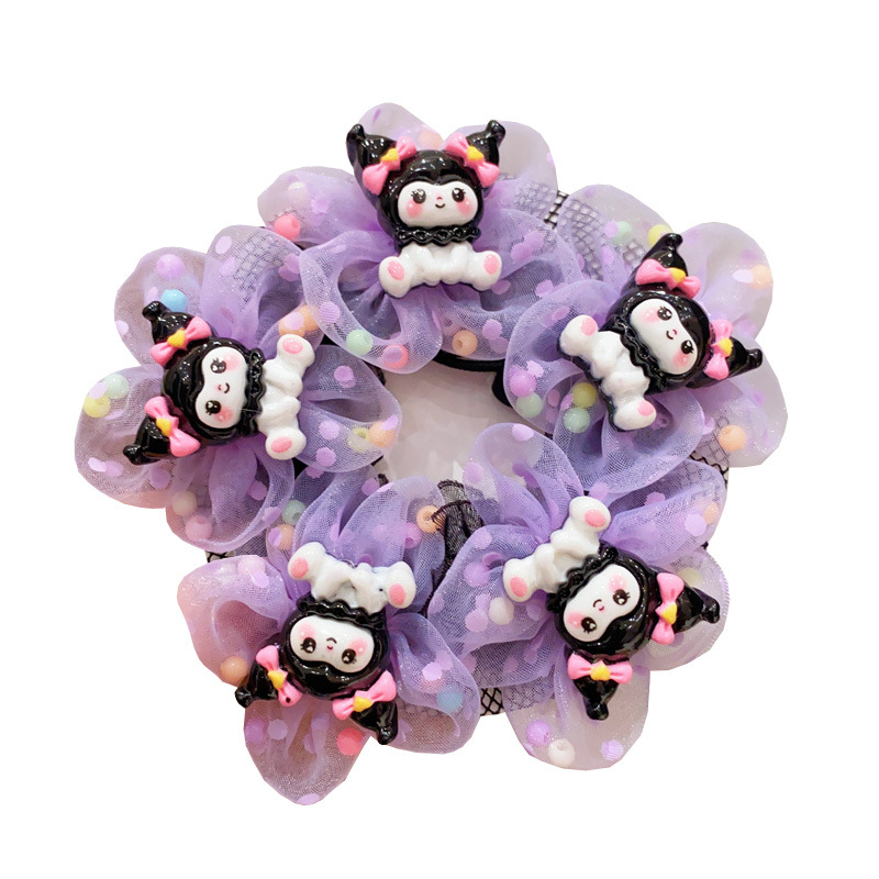 Детска мрежа за коса с цвете в анимационен стил, ръчно преплетена от плат, марка Poetry, производство № P3565, лято 2024