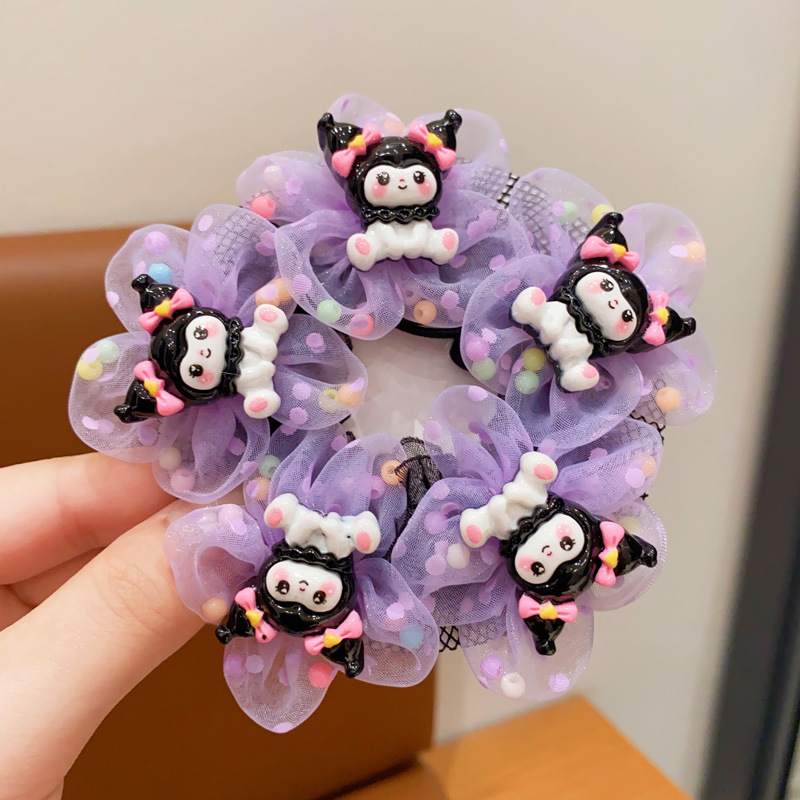 Детска мрежа за коса с цвете в анимационен стил, ръчно преплетена от плат, марка Poetry, производство № P3565, лято 2024