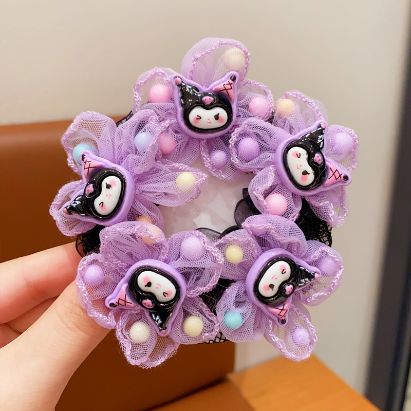 Детска мрежа за коса с цвете в анимационен стил, ръчно преплетена от плат, марка Poetry, производство № P3565, лято 2024