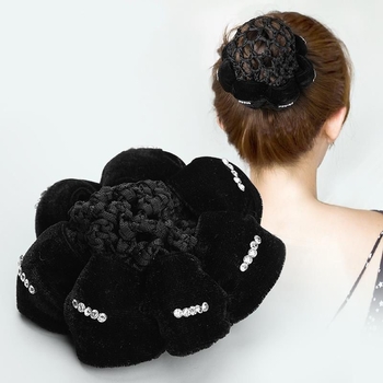 Велветена мрежа за коса за кок – винтидж стил, професионален аксесоар за жени (есен 2023)