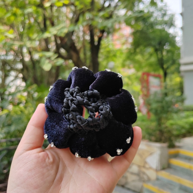 Велветена мрежа за коса за кок – винтидж стил, професионален аксесоар за жени (есен 2023)