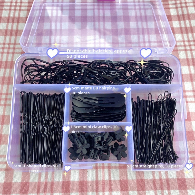 Juukseklammi komplekt U-kujuline veetilka kujuga, külgklipsiga, karbis, originaalne disain, juukseaksessuaarid, 2025 talv