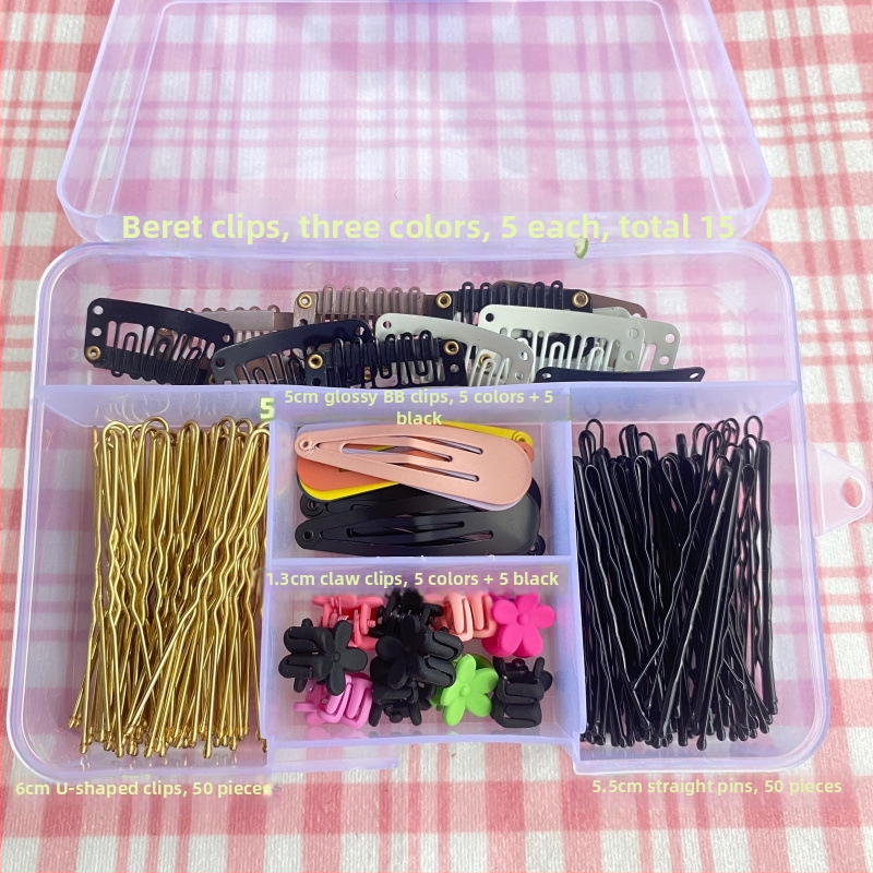 Juukseklammi komplekt U-kujuline veetilka kujuga, külgklipsiga, karbis, originaalne disain, juukseaksessuaarid, 2025 talv