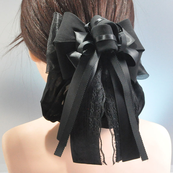 Pitsiline juuksevõrk lipsuga, käsitöö, Korealine stiil, materjal: kangas, tootekood F047, kevad 2022