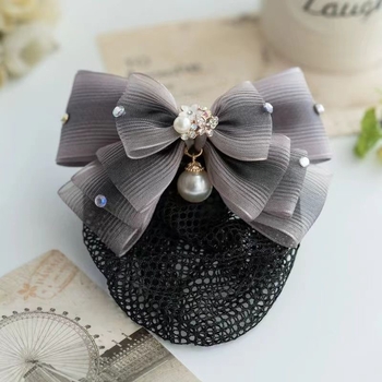 Сатенена фиба за кок с перлена инкрустация, корейски стил – за жени