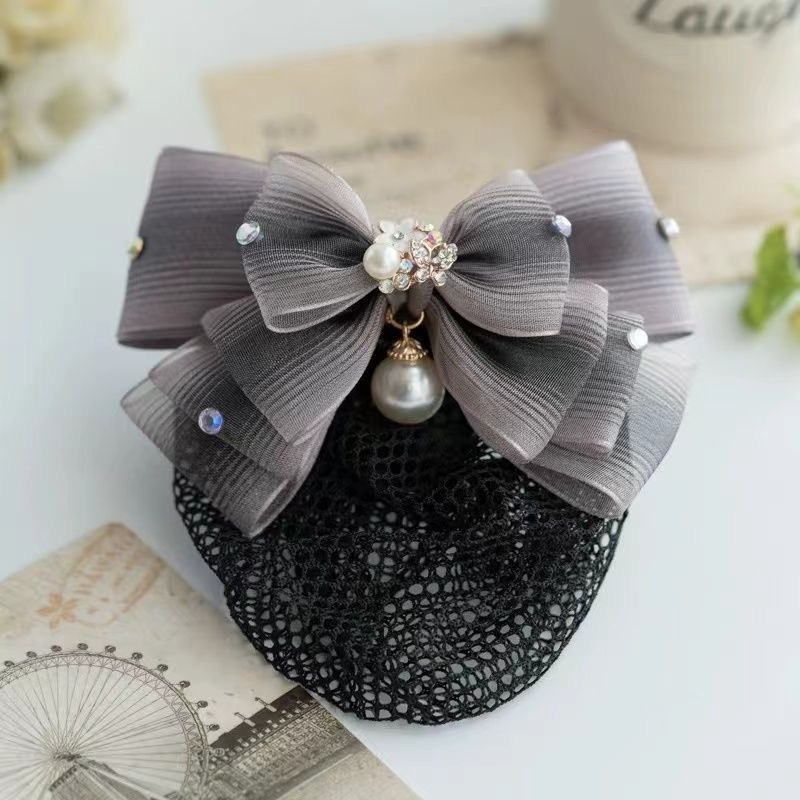 Сатенена фиба за кок с перлена инкрустация, корейски стил – за жени