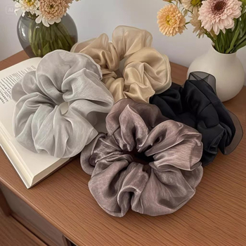 Органза ластик за коса, двойнослоен, корейски стил; материал: коприна цветя; сезон: пролет 2025; за деца; произход: Джинха