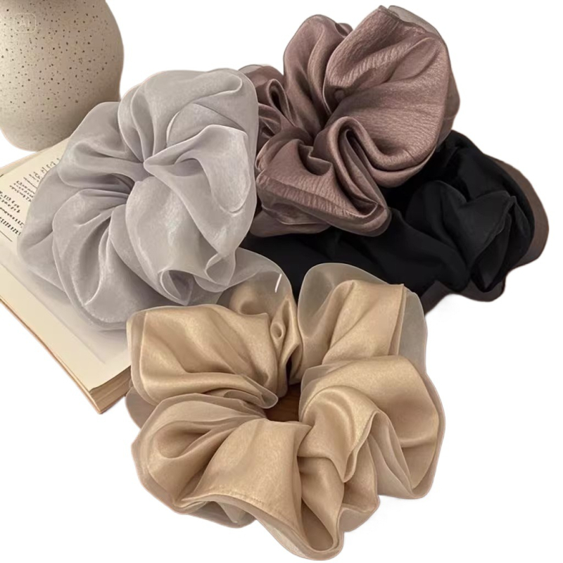 Органза ластик за коса, двойнослоен, корейски стил; материал: коприна цветя; сезон: пролет 2025; за деца; произход: Джинха