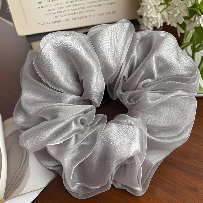 Органза ластик за коса, двойнослоен, корейски стил; материал: коприна цветя; сезон: пролет 2025; за деца; произход: Джинха