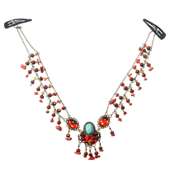 Antik hajpánt egzotikus stílussal, geometriai kialakítással és kockás mintával