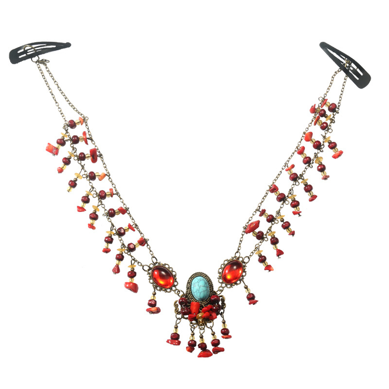 Antik hajpánt egzotikus stílussal, geometriai kialakítással és kockás mintával