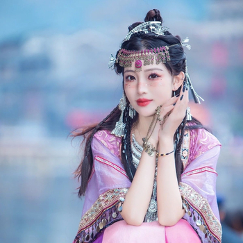 Antička Miao headdress s retro resicama na čelo, egzotičan etnički stil, dodatak za kosu za fotografije