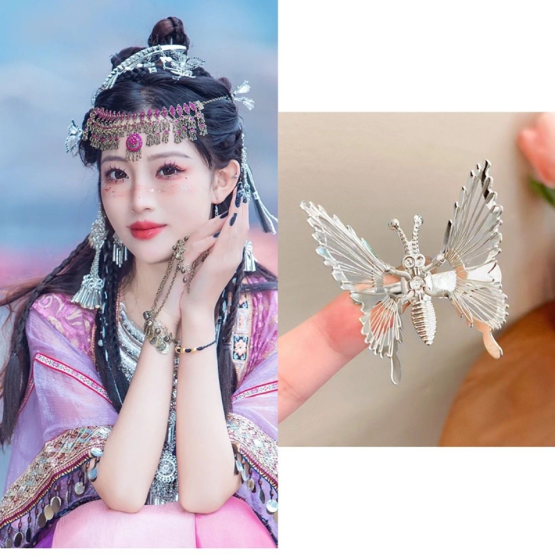 Antička Miao headdress s retro resicama na čelo, egzotičan etnički stil, dodatak za kosu za fotografije