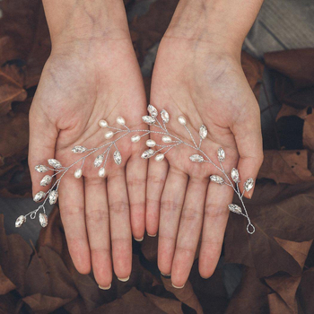 Bentiță pentru păr cu perle și strasuri, lanț moale (Material: Perle; Tip: Bentiță pentru păr; Stil: Femei; Potrivită pentru nuntă; Personalizare: Da)