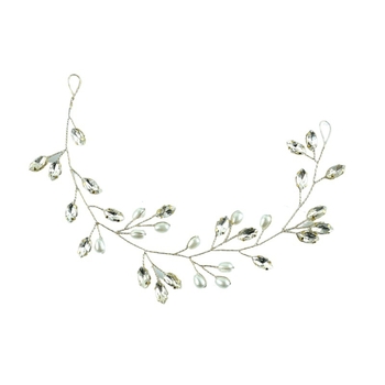 Bentiță pentru păr cu perle și strasuri, lanț moale (Material: Perle; Tip: Bentiță pentru păr; Stil: Femei; Potrivită pentru nuntă; Personalizare: Da)