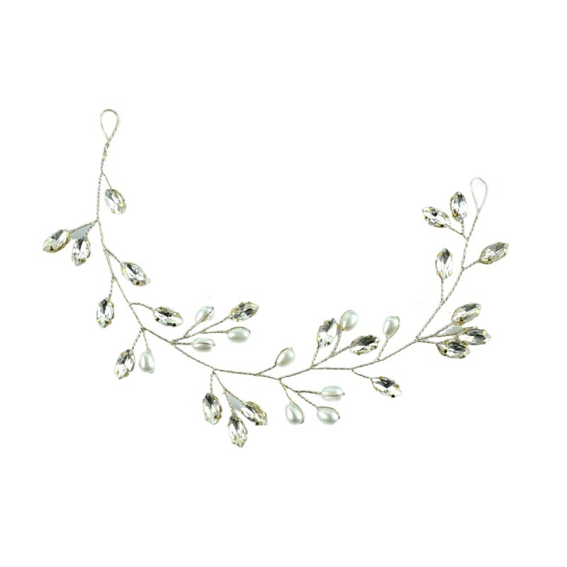 Bentiță pentru păr cu perle și strasuri, lanț moale (Material: Perle; Tip: Bentiță pentru păr; Stil: Femei; Potrivită pentru nuntă; Personalizare: Da)