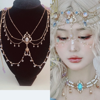 Etnopeakaunistus bojtidega ja veetilja kujulise otsmiku dekoratsiooniga, juukseklips, elektroplaaditud sulam