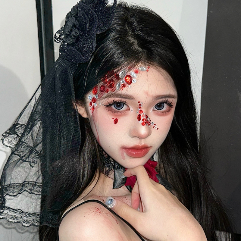 Juukse aksessuaar - gooti pitsiline voil lillede detailidega, kangasmaterjal, käsitöö, külgnupp, naistele