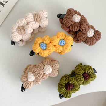 Qiyi naiste juukseklips villase lillega, keerlev ja vertikaalne klipp, koo-konstruktsioon, segamaterjalid, sügisel 2025 väljaanne