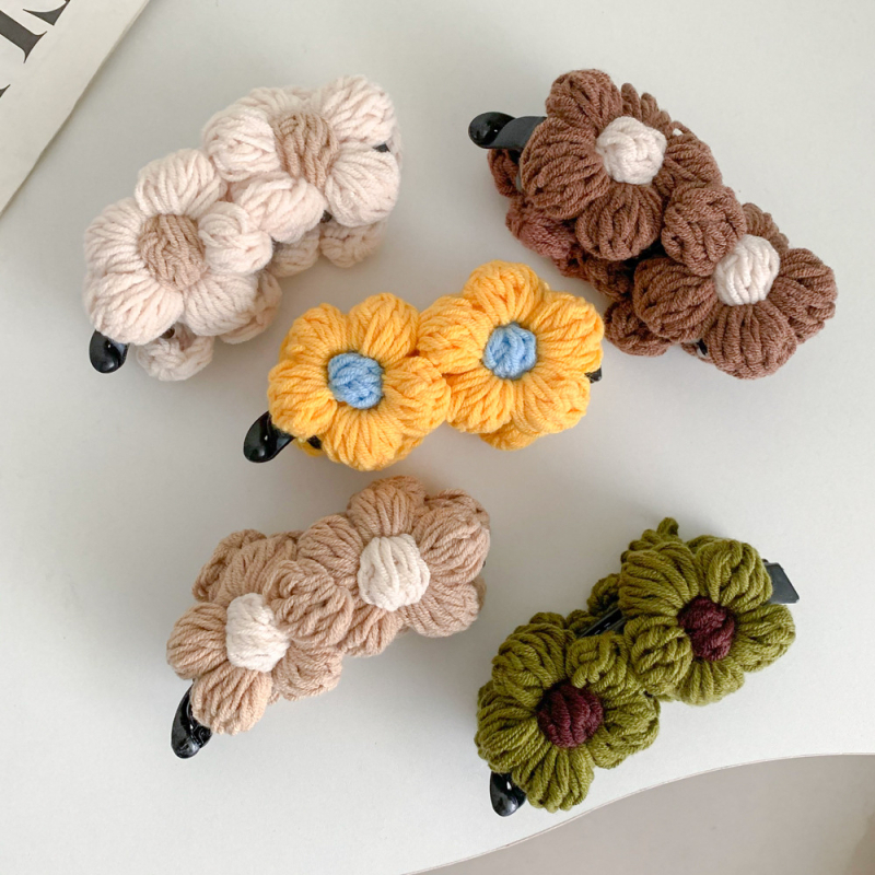 Qiyi naiste juukseklips villase lillega, keerlev ja vertikaalne klipp, koo-konstruktsioon, segamaterjalid, sügisel 2025 väljaanne