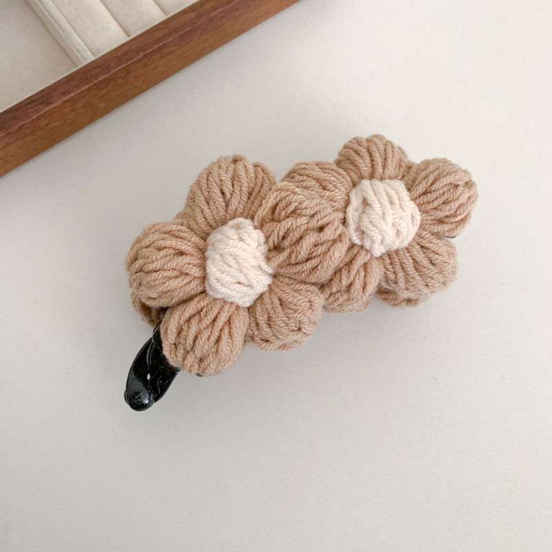 Qiyi naiste juukseklips villase lillega, keerlev ja vertikaalne klipp, koo-konstruktsioon, segamaterjalid, sügisel 2025 väljaanne