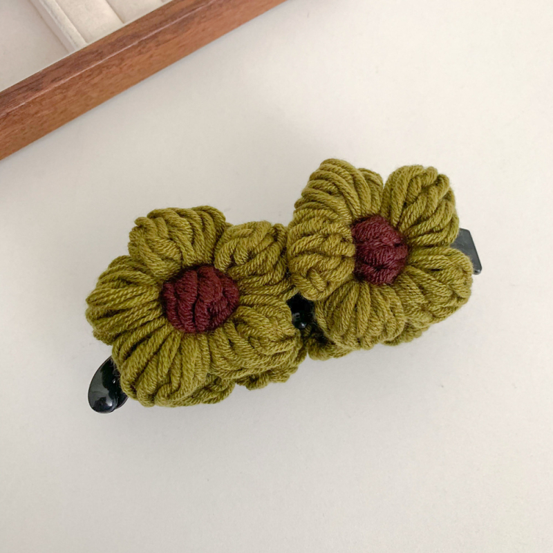 Qiyi naiste juukseklips villase lillega, keerlev ja vertikaalne klipp, koo-konstruktsioon, segamaterjalid, sügisel 2025 väljaanne