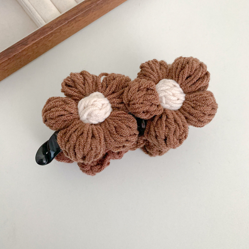 Qiyi naiste juukseklips villase lillega, keerlev ja vertikaalne klipp, koo-konstruktsioon, segamaterjalid, sügisel 2025 väljaanne