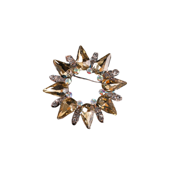 Брошка във формата на цвете с кристални акценти, корейски стил, метална сплав, мултифункционална, двойна употреба