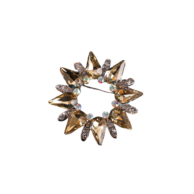 Брошка във формата на цвете с кристални акценти, корейски стил, метална сплав, мултифункционална, двойна употреба
