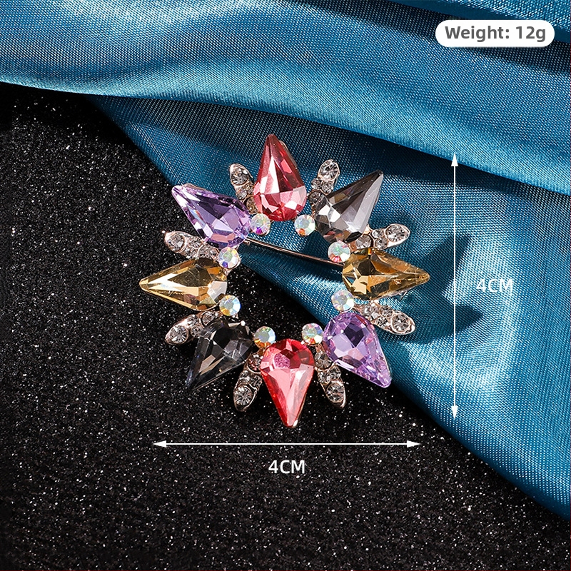 Брошка във формата на цвете с кристални акценти, корейски стил, метална сплав, мултифункционална, двойна употреба