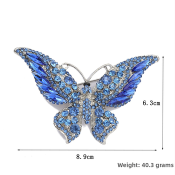 Autonomy κράμα πεταλούδα καρφίτσα με κρύσταλλα, καρφίτσα για ρούχα και φουλάρι