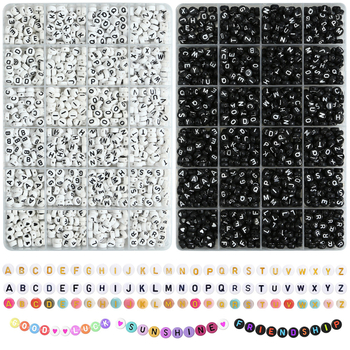 Σετ πλακών πολυμερούς πηλού με διαμερίσματα 24 και 28, ακρυλικά χάντρες με γράμματα, στρογυλεμένες χάντρες σε μπαρόκ στυλ