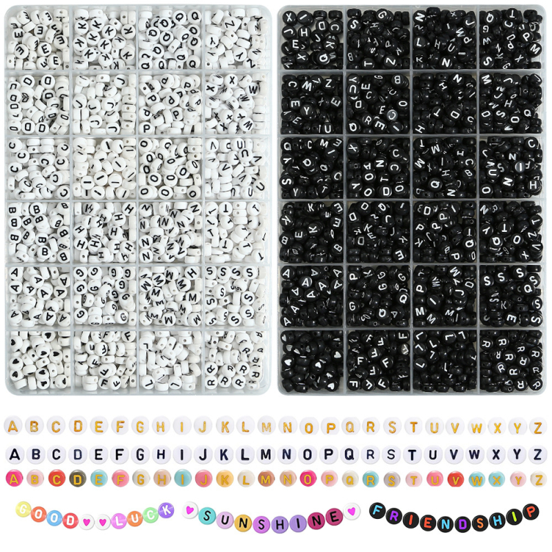 Σετ πλακών πολυμερούς πηλού με διαμερίσματα 24 και 28, ακρυλικά χάντρες με γράμματα, στρογυλεμένες χάντρες σε μπαρόκ στυλ