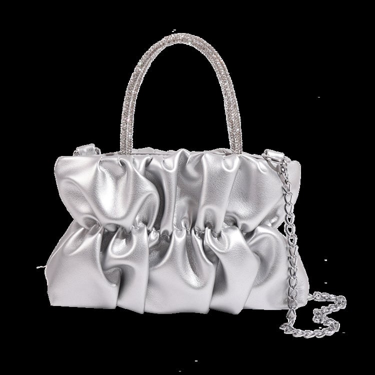 Τσάντα Crossbody από PU με αλυσίδα και κρύσταλλα, οριζόντιου τετράγωνου σχήματος, φόδρα από νάιλον, θήκη για κινητό, μία ιμάντα