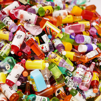 150 броя миниатюрни бутилки за храна и напитки за къща за кукли – пластмаса/смола, без електричество, ръчно управление, готов за DIY