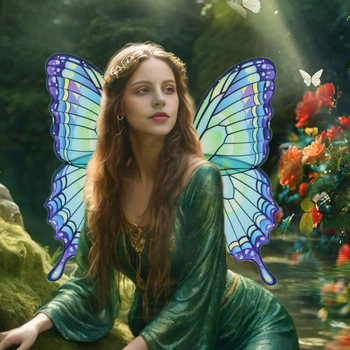 Костюмен реквизит: ангелски крила с електрически пеперуден мотив, PVC, полу ръчна и полу механична изработка