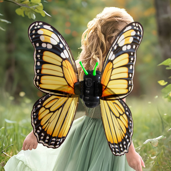 Костюмен реквизит: ангелски крила с електрически пеперуден мотив, PVC, полу ръчна и полу механична изработка