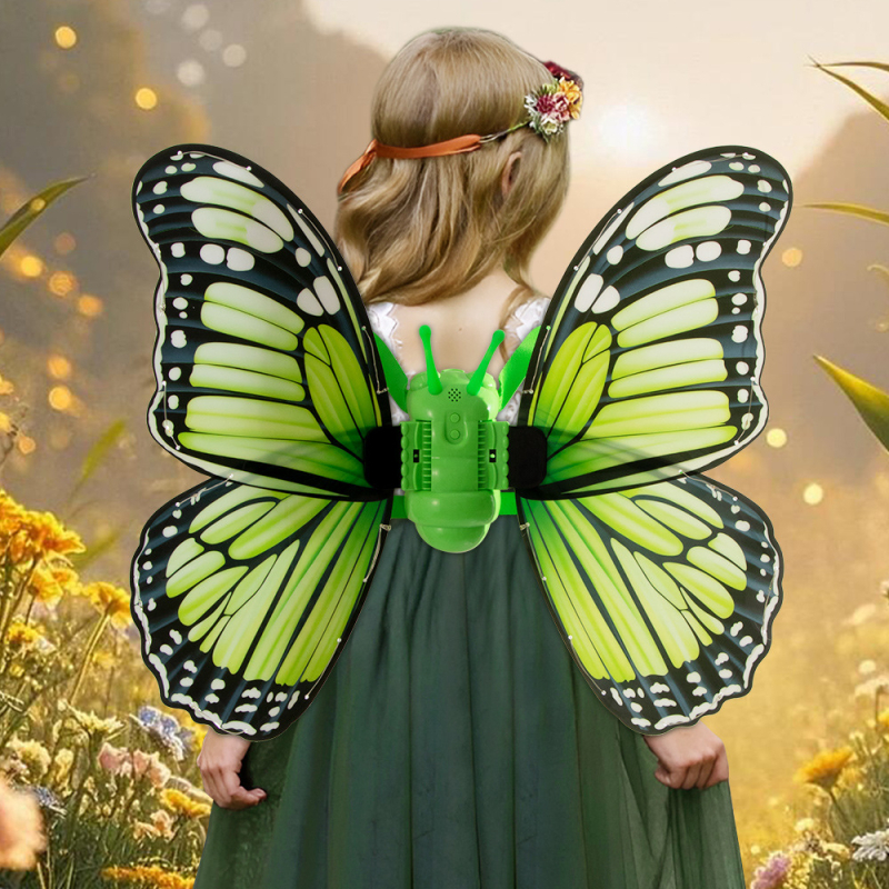 Костюмен реквизит: ангелски крила с електрически пеперуден мотив, PVC, полу ръчна и полу механична изработка