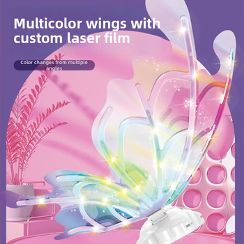 Vaikų šviesūs drugelių sparnai – judantys šviesos sparnai, plastikinė nugaros dekoracija, skirta 7–14 metų vaikams