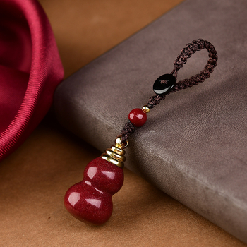 Kaelakee — cinnabari kõrvitsakujuline ripats, geomeetriline kuju, käsitöö, Bangshun bränd