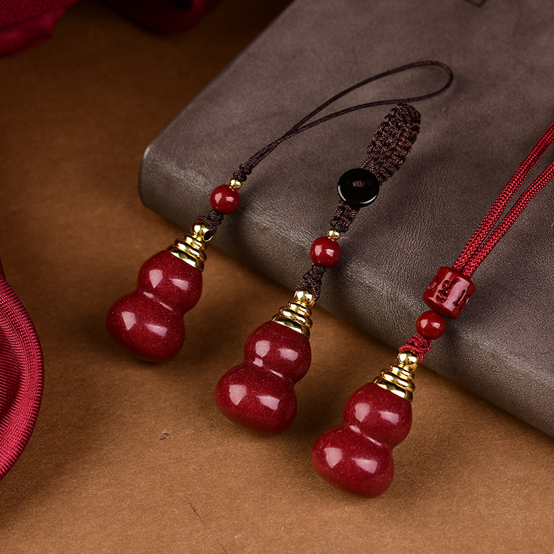 Kaelakee — cinnabari kõrvitsakujuline ripats, geomeetriline kuju, käsitöö, Bangshun bränd