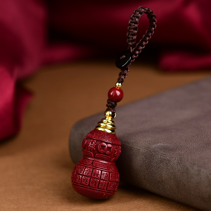 Kaelakee — cinnabari kõrvitsakujuline ripats, geomeetriline kuju, käsitöö, Bangshun bränd