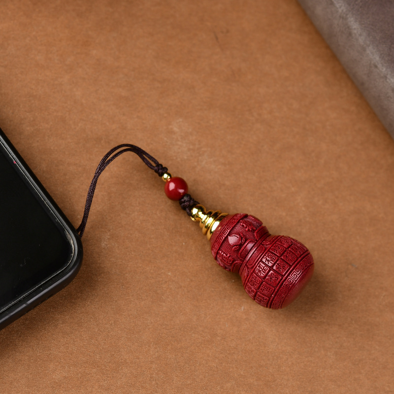 Kaelakee — cinnabari kõrvitsakujuline ripats, geomeetriline kuju, käsitöö, Bangshun bränd