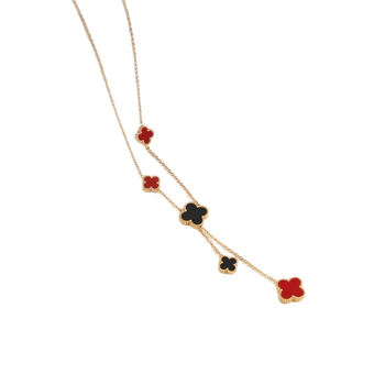 Női négylevelű lóhere nyaklánc, rozsdamentes acélból, U-formájú medállal és mesterséges kristállyal, elektroplattált, mindennapi stílus