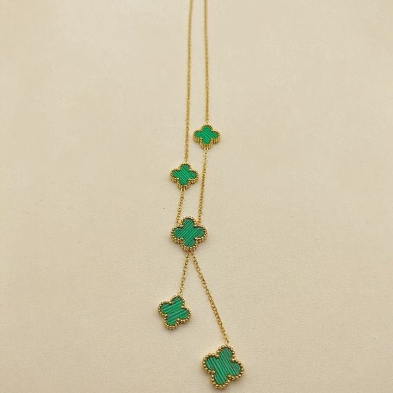 Női négylevelű lóhere nyaklánc, rozsdamentes acélból, U-formájú medállal és mesterséges kristállyal, elektroplattált, mindennapi stílus