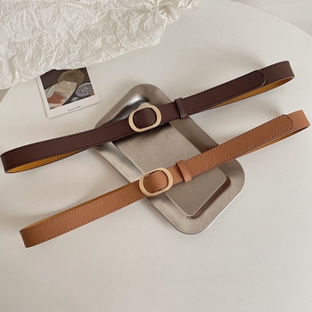 Curea pentru femei din piele PU, cu cataramă din aliaj, fără găuri, lățime reglabilă 2–4 cm, accesoriu casual minimalist