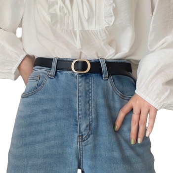 Curea pentru femei din piele PU, cu cataramă din aliaj, fără găuri, lățime reglabilă 2–4 cm, accesoriu casual minimalist