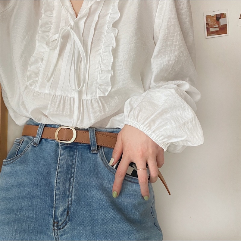 Curea pentru femei din piele PU, cu cataramă din aliaj, fără găuri, lățime reglabilă 2–4 cm, accesoriu casual minimalist