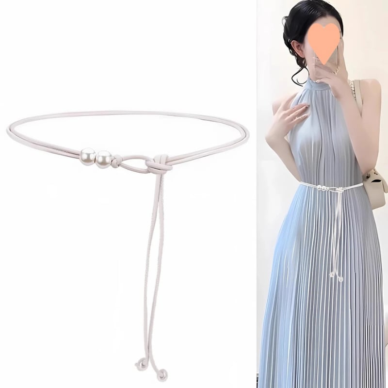 Deréköv gyöngyökkel – vékony öv (<2 cm), ruhákhoz és pulóverekhez, édes stílus, kézzel készített gyöngyök, 2025 tavasz